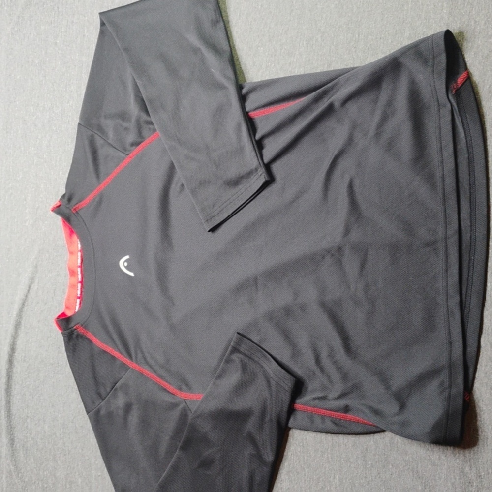 Head Base Layer Shirt‎ Mens Medium Black Red Performance Crew Neck Wicking